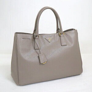 PRADA Handbag Triangle Logo Plate Saffiano Leather Gray